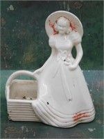 HULL POTTERY LADY AND BASKET SCULPTURAL PLANTER VI