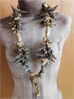 AFRICAN TRADE BEADS WITH TURRITELLA SHELLS VINTAGE