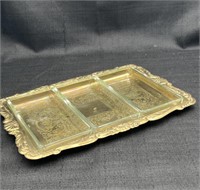 Artbrass Relish Tray with Pressed Glass Trays