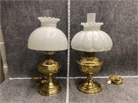 White and Gold Toned Aladdin Lamps Set of 2