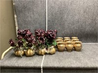Faux Flowers and Gold Colored Vase Bundle