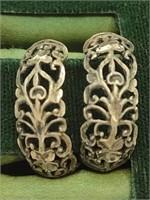 .925 Silver Filagree Pierced Earrings TW: 3.3g