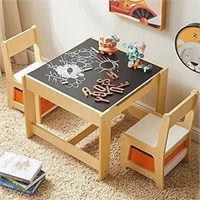 Kids Table And Chair Set, 3 In 1 Wooden Activity