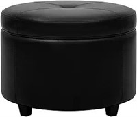 Canglong Round Leatherette Storage Ottoman With