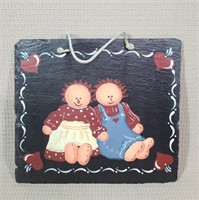 Handpainted "Raggedy Ann & Andy" Style Slate