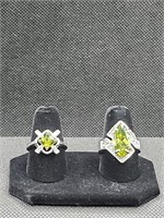 Pair Of Lime Peridot Fashion Rings