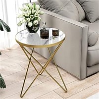 Hlr Modern Round Side Table, End Table With Marble