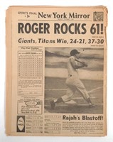 ROGER MARIS HITS 61, NEW YORK NEWSPAPER