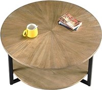 Round Wood Coffee Table For Living Room, Circle