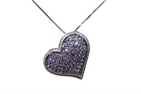 Sterling Purple Gemstone Heart Necklace