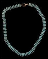 Polished Stone Beaded Necklace w/Sterling Clasp