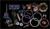 Enameled Jewelry, Bell, Trinket Box & Plate
