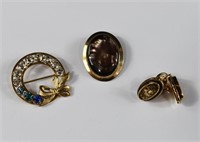4- 12kt Gold Filled Jewelry - Brooches & Earrings