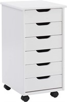 Corinne Six Drawer Storage, White Wash Rolling