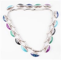 STERLING TAXCO MULTI STONE NECKLACE