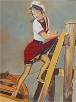 Gil Elvgren Original Oil Pin Up Girl