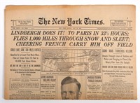 CHARLES LINDBERGH NY TIMES NEWSPAPER
