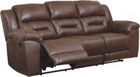 Stoneland Faux Leather Reclining Sofa  Dark Brown