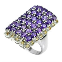 Natural Brazil Amethyst &  Sapphire Ring