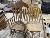 OAK ROCKING CHAIR AND STOOL