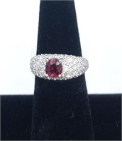 Red spinel engagement ring
