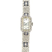 Platinum Diamond Sapphire Cocktail Watch