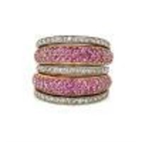 2 Color 18k Diamond Pink Sapphire Ring