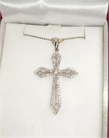 1 Carat SI-1 SI-2 GH color 16" Cross Pendant Neckl