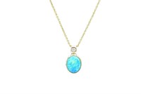 14k Gold Opal & Diamond Pendant