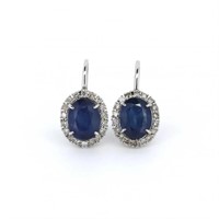 14K White Gold, Blue Sapphire and Diamond, Vintage