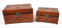 CHINESE JEWELRY TRINKET BOXES, CARVED