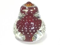 Lefton Pear Art Glass Paperweight 3"H