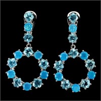 Natural Blue Apatite Blue Opal Earrings