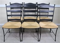 (6) Steel Rush Seat Dining Chairs