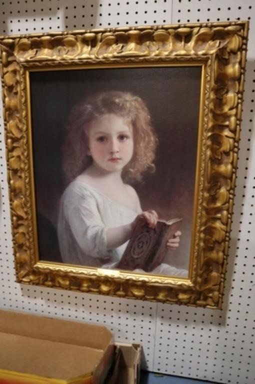 ORNATE GOLD FRAMED OIL ON CANVAS  YOUNG GIRL PORT