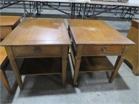 PAIR OF SOLID WOOD 1 DRAWER END TABLE
