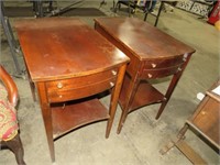 PAIR OF WOOD 1 DRAWER END TABLES