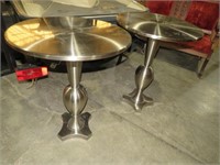 (2X) UNIQUE STAINLESS STEEL PEDESTAL TABLES