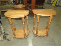PAIR OF OAK TIERED TABLES