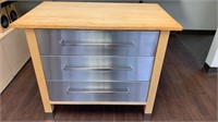 3 Drawer Stainless Kitchen Stand w Butcher Top