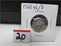 90% Silver  1935 Mercury Dime  W / D
