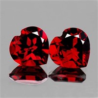 Natural Red Garnet Heart Pair  {Flawless-VVS1)