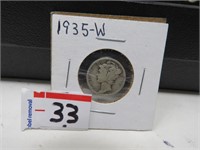 1935  90 % Silver   Mercury Dime