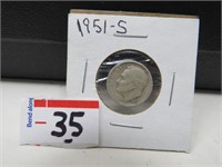 1951 -S Roosevelt Dime  90% Silver