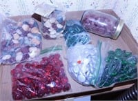 4 bags of glass pebbles - 2 bags polished stones