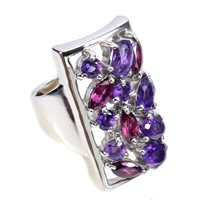 Natural Amethyst & Rhodolite Garnet Ring