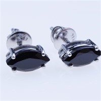 Marquise Black Spinel Sterling Silver Earrings