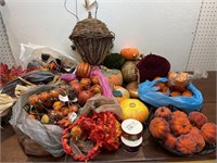 Box of fall decor - pumpkins, Leaves, garland,