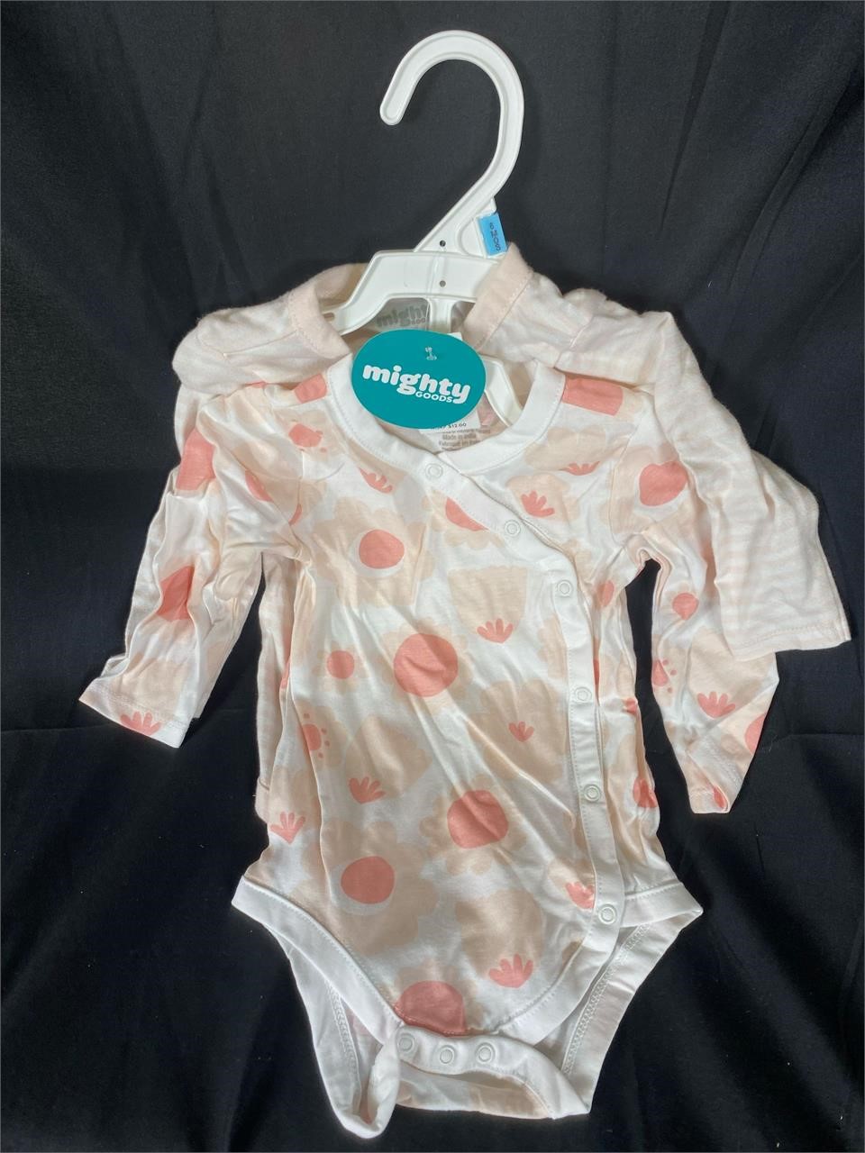 Mighty Goods 2pk Peach Onsies Floral Stripes 9mo