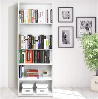 B6470  Furinno JAYA 5-Shelf Bookcase, Whit